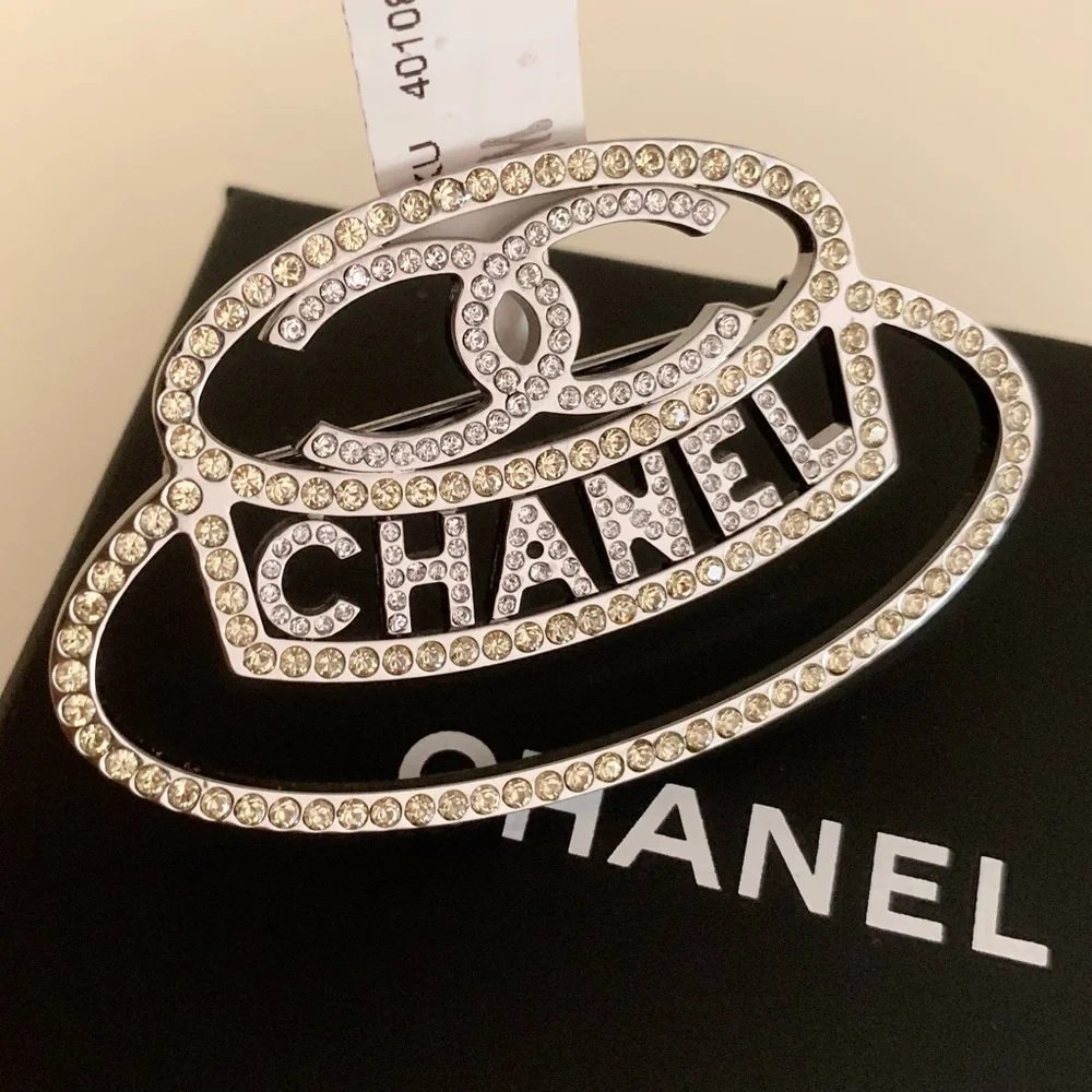 Chanel crystal hat brooch pin